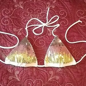 VS White sequins triangle top